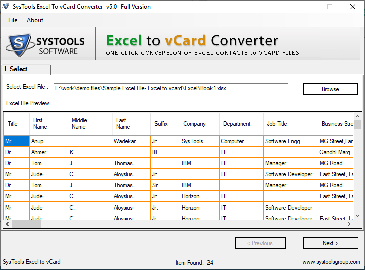 excel to vcard free